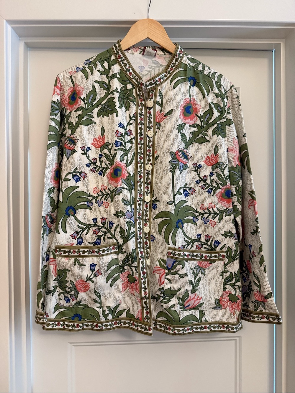 Tudor Court Floral Garden Print Lightweight Jacket - Pink & Green